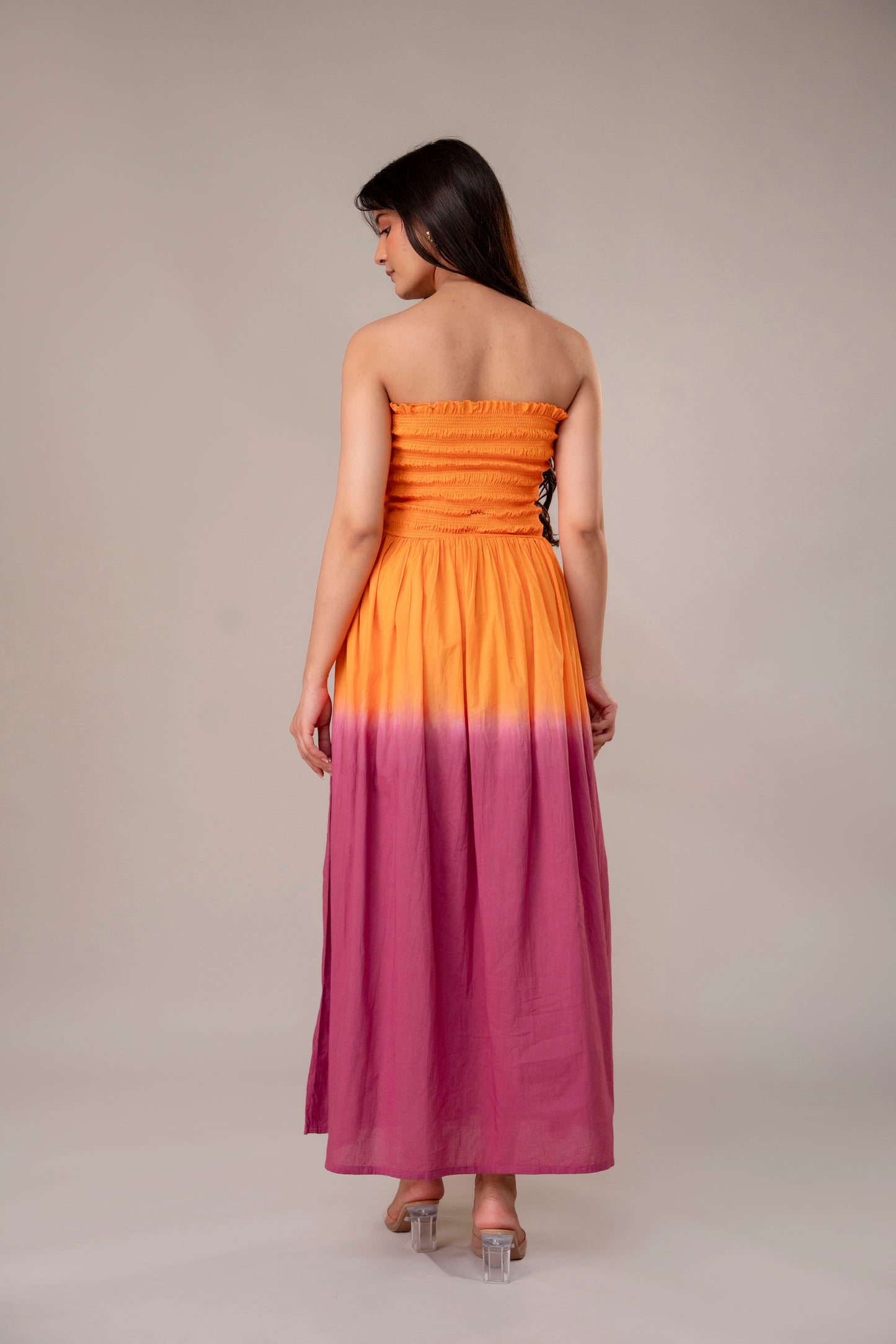 AMBER ORCHID SMOCKED MAXI DRESS