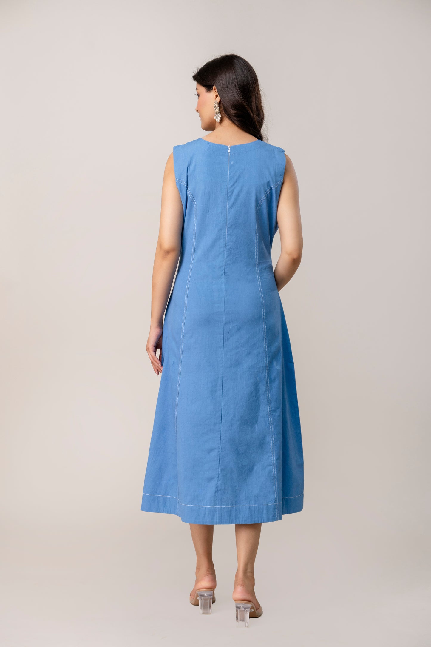 LUNA BLUE COTTON MIDI