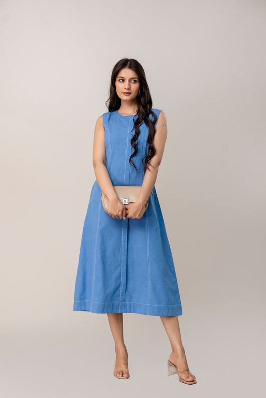 LUNA BLUE COTTON MIDI