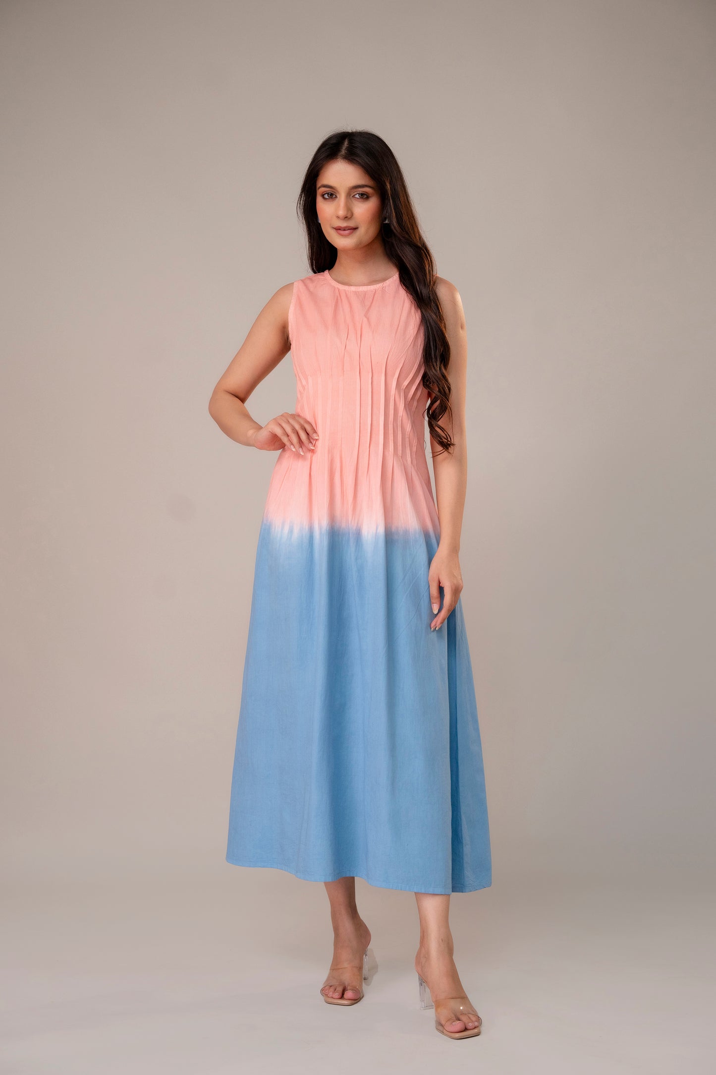 BLUSH HORIZON OMBRE COTTON MAXI DRESS
