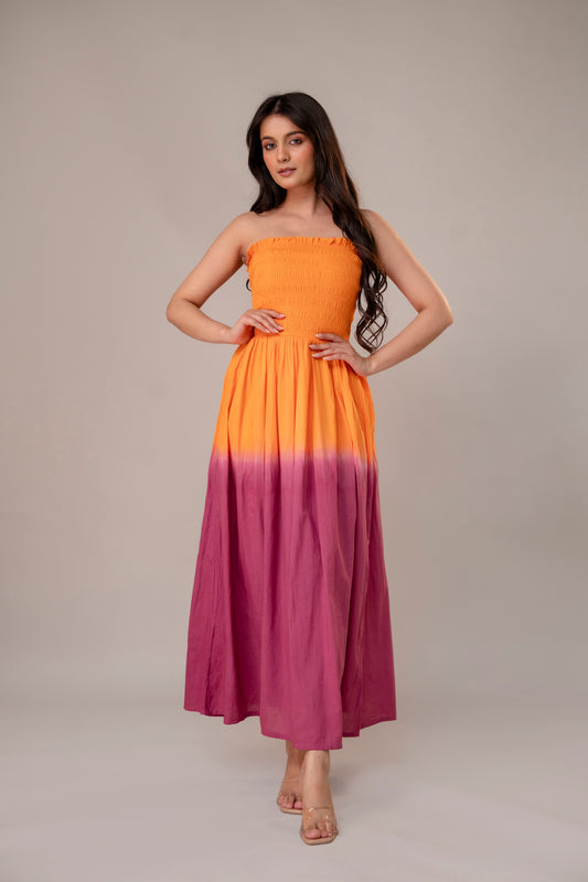 AMBER ORCHID SMOCKED MAXI DRESS