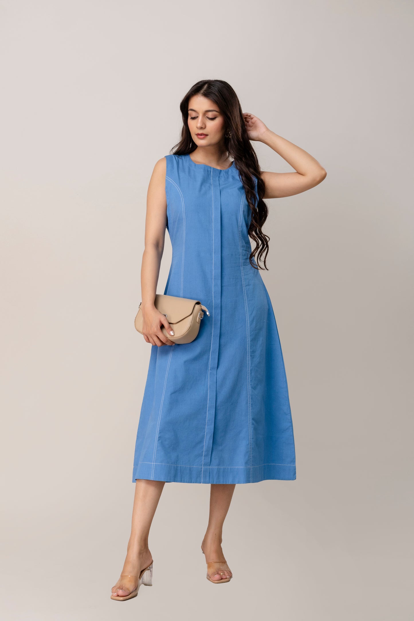 LUNA BLUE COTTON MIDI