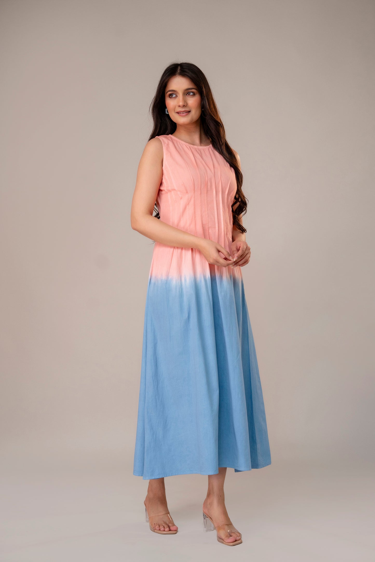 BLUSH HORIZON OMBRE COTTON MAXI DRESS
