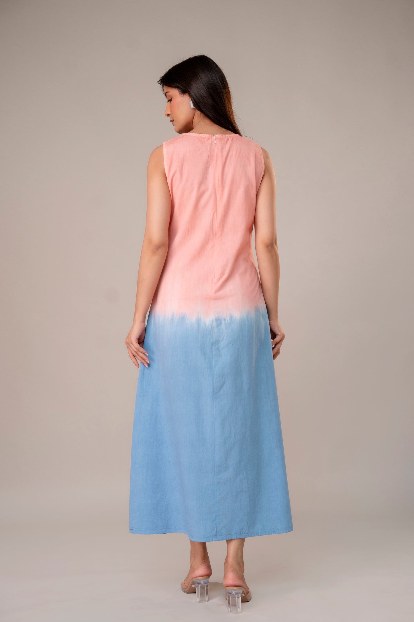 BLUSH HORIZON OMBRE COTTON MAXI DRESS