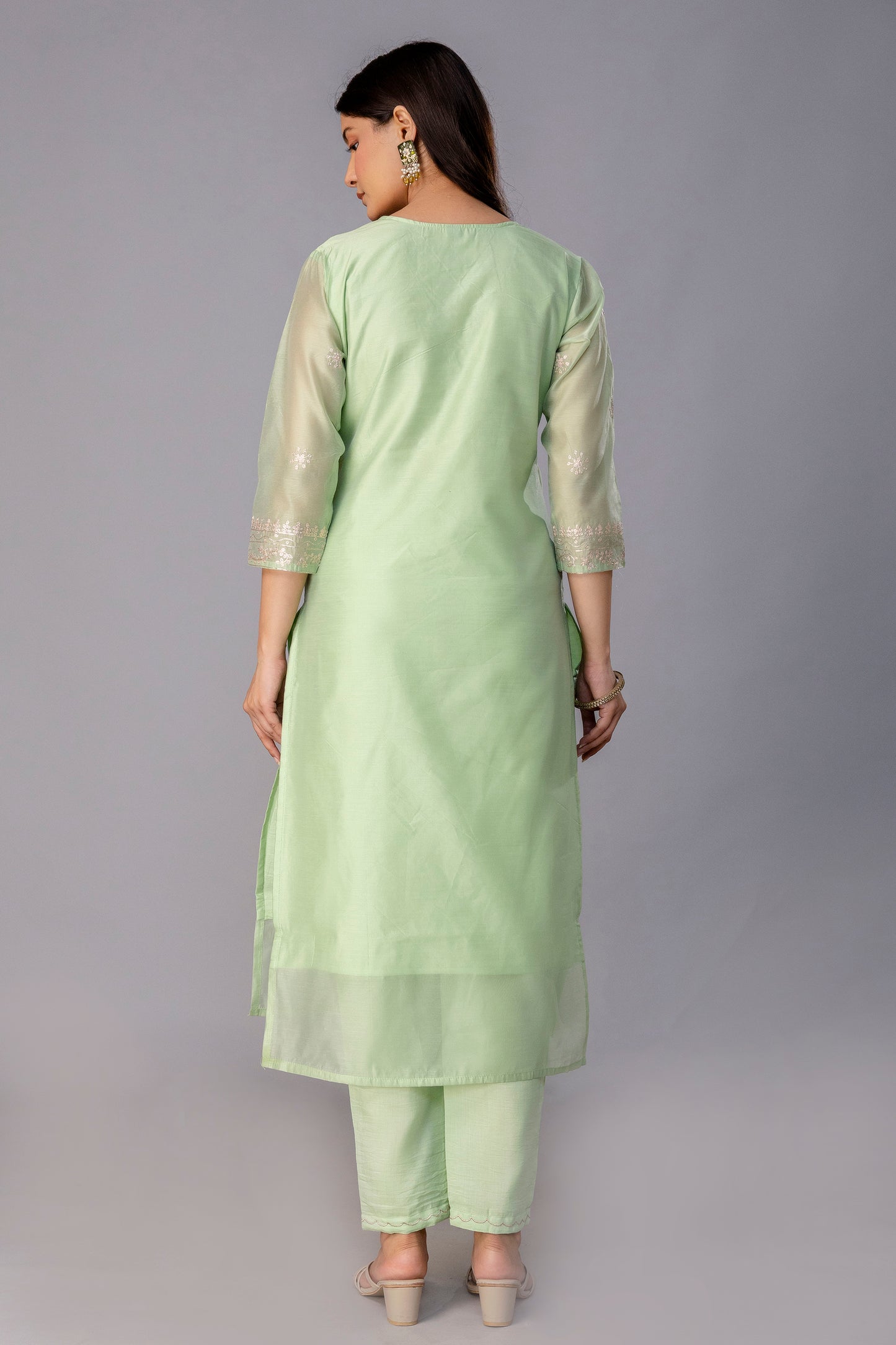 PISTACHIO GREEN CHANDERI SUIT SET