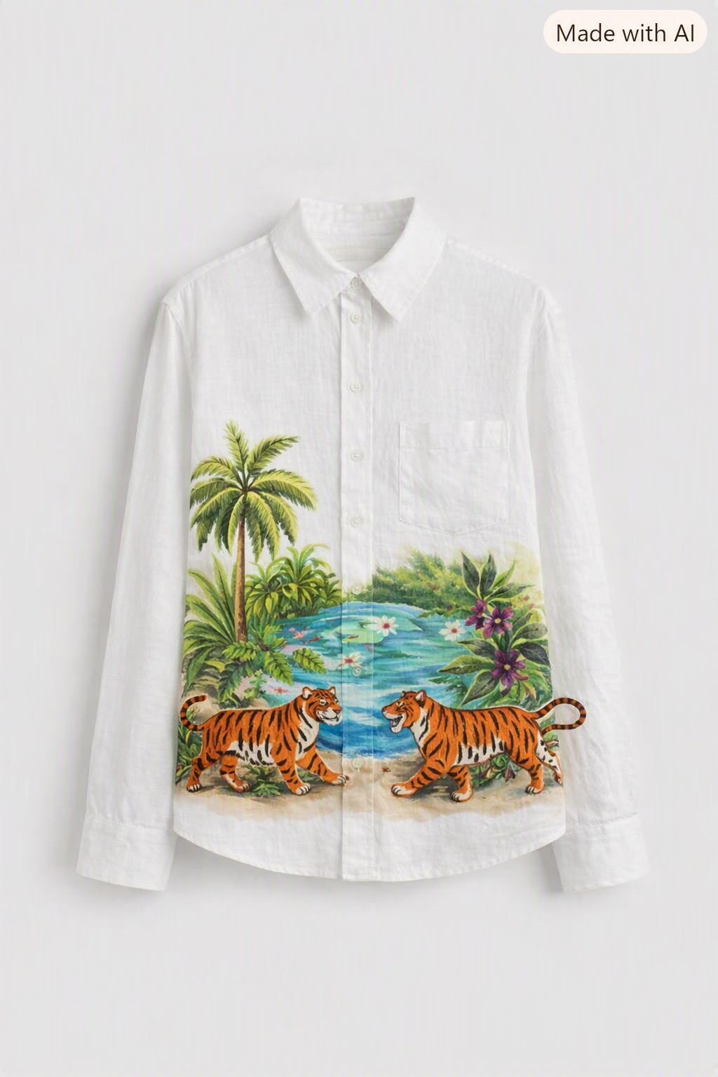 Wild Oasis Hand-Painted Cotton Shirt
